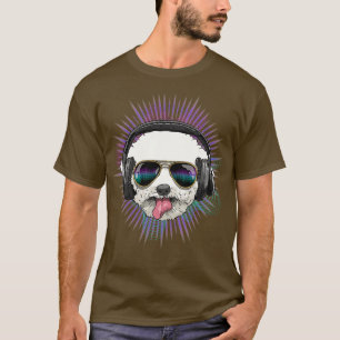 Music Bichon Frise Dj With Headphones Musical Dog T-Shirt