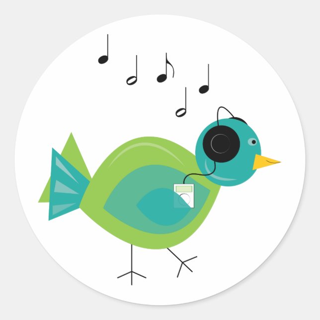 Music Bird Classic Round Sticker (Front)