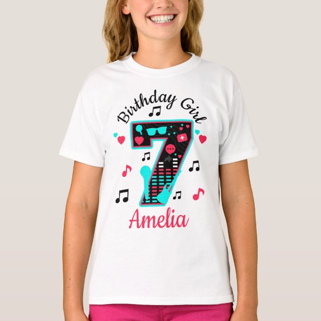 Music Birthday Girl SEVEN 7| Custom design T-Shirt (Front)