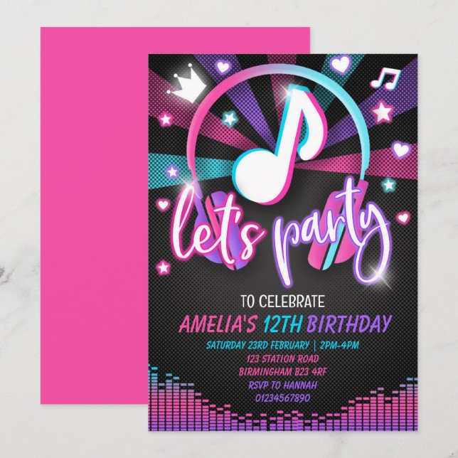 Music Birthday Invitation (Front/Back)