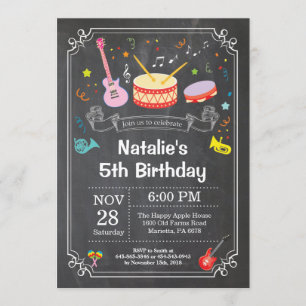 Music Birthday Party Invitation Chalkboard