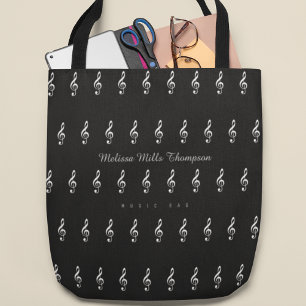 music black tote with name bag