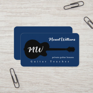 Music Blue Business Card with a blk. Guitar