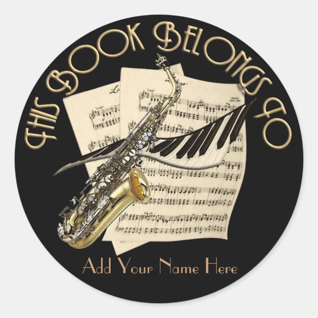 Music Bookplate Classic Round Sticker (Front)