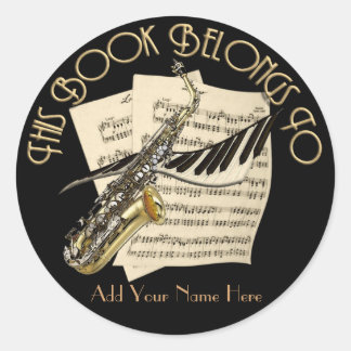 Music Bookplate Classic Round Sticker