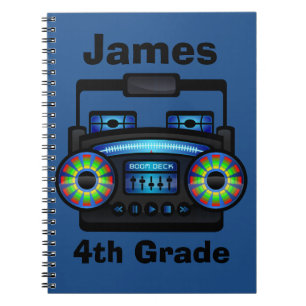Music Boom Box Custom Blue Notebook