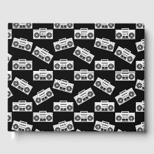Music Boombox Print Art Pattern Boomboxes Black Guest Book