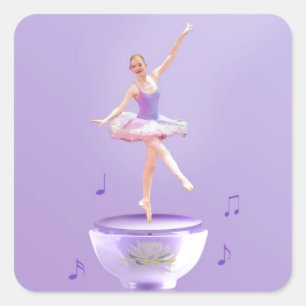 Music Box Ballerina Customisable Square Sticker