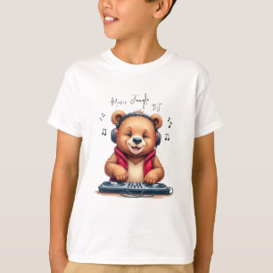 Music Boy, Happy Grizzly Bear DJ T-Shirt, Party T-Shirt