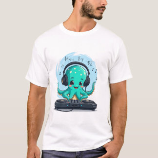Music Boy, Happy Octopus DJ T-Shirt, Party T-Shirt