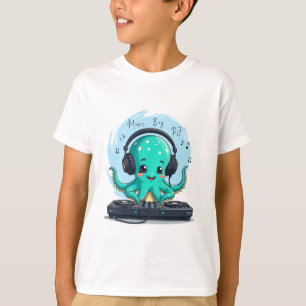 Music Boy, Happy Octopus DJ T-Shirt, Party T-Shirt