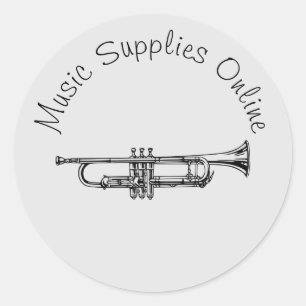 Music brass design Gift business branding Classic Round Sticker