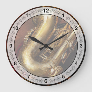 Music - Brass - Saxophone Large Clock