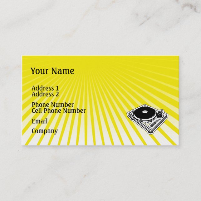 Music Business Card - Turntable DJ (Front)