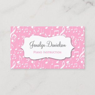 Music Business Cards Pink Teacher Musician Singer