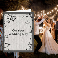 Music Butterfly Leaves Grey & Black Wood Wedding