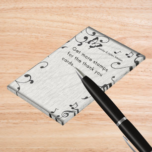 Music Butterfly Leaves Grey & Black Wood Wedding Post-it Notes