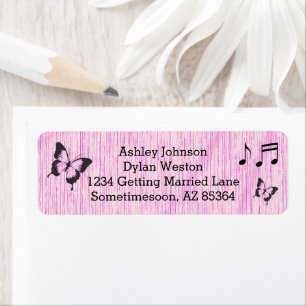 Music Butterfly Leaves Pink Purple Wood Wedding