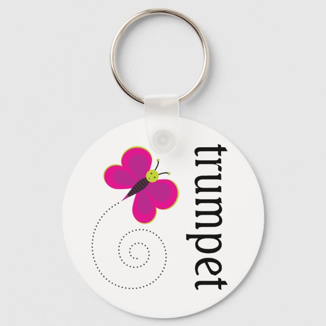 Music Butterfly Trumpet Gift Key Ring (Front)