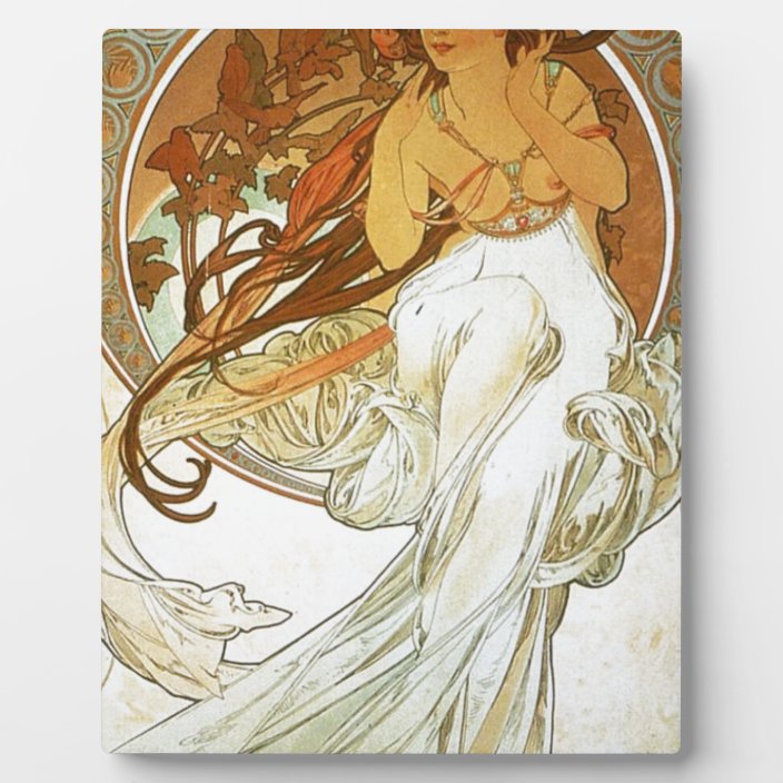 Music by Alphonse Mucha Plaque | Zazzle.co.uk