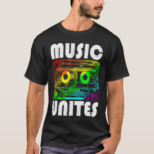Music Cassette Music Unites Us All 80s 90s Retro L T-Shirt