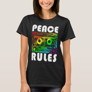 Music Cassette Peace Rules All 80s 90s Retro LGBT T-Shirt