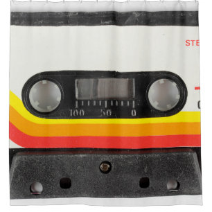 Music cassette shower curtain