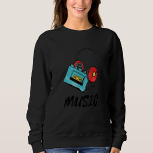 Music Cassette Tape Headphone Dj 80s 90s Vintage O Sweatshirt