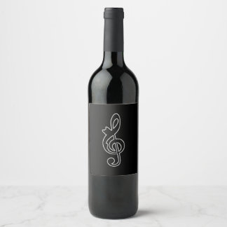 Music Cat Clef Wine Label