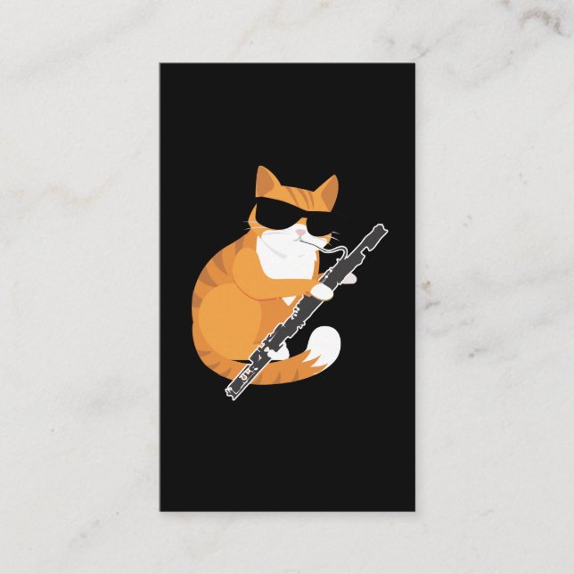 Music Cat Sunglasses Bassoonist Musician Bassoon Business Card (Front)