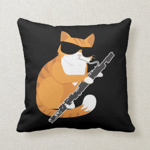 Music Cat Sunglasses Bassoonist Musician Bassoon Cushion