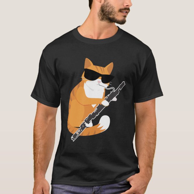 Music Cat Sunglasses Bassoonist Musician Bassoon T-Shirt (Front)
