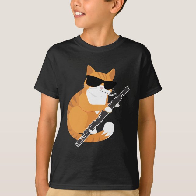 Music Cat Sunglasses Bassoonist Musician Bassoon T-Shirt (Front)
