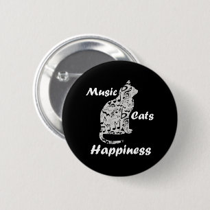 Music Cats Happiness - Musician Lover Quote 6 Cm Round Badge