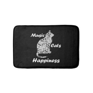 Music Cats Happiness - Musician Lover Quote Bath Mat