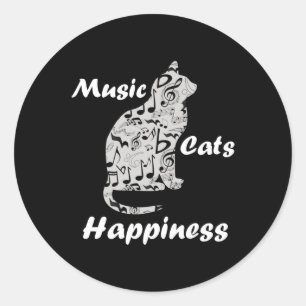 Music Cats Happiness - Musician Lover Quote Classic Round Sticker