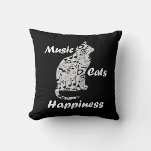 Music Cats Happiness - Musician Lover Quote Cushion