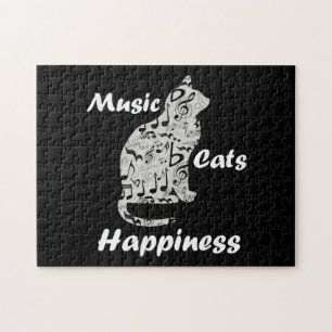 Music Cats Happiness - Musician Lover Quote Jigsaw Puzzle