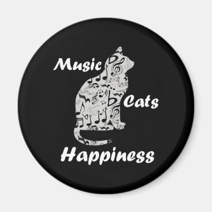 Music Cats Happiness - Musician Lover Quote Magnet