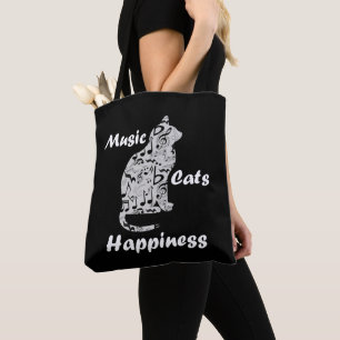 Music Cats Happiness - Musician Lover Quote Tote Bag