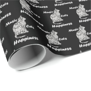 Music Cats Happiness - Musician Lover Quote Wrapping Paper