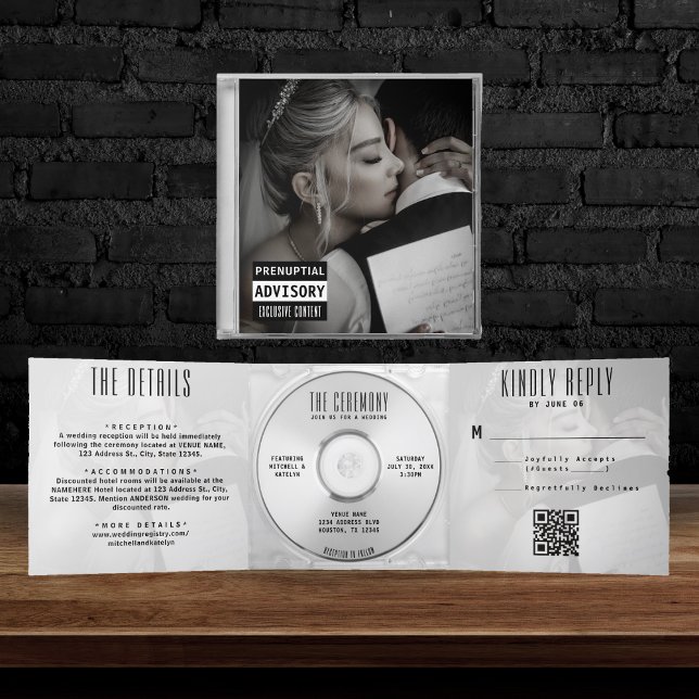 Music CD Album Cover Booklet Wedding All In One Tri-Fold Invitation (Creator Uploaded)