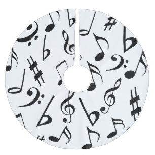 Music Christmas Tree Skirt : Black and White