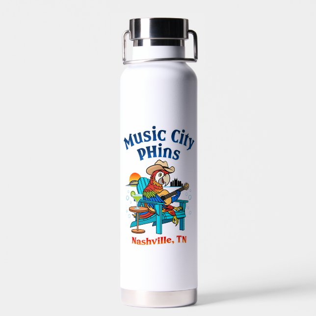 Music City Phins Stainless Steel Water Bottle (Back)