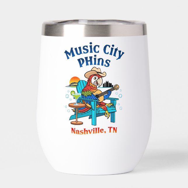 Music City Phins Stainless Steel Wine Tumbler (Back)