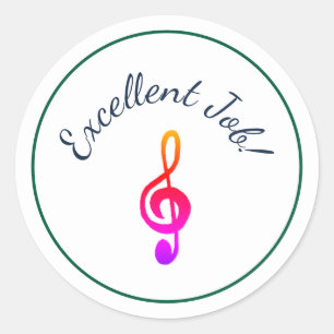 Music Class Colorful Treble Clef Reward Classic Round Sticker