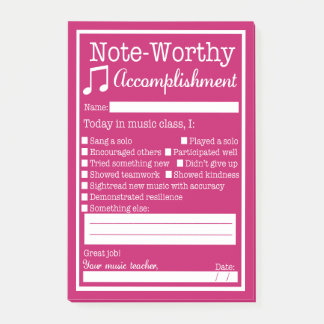 Music Class Student Recognition Post-it Notes