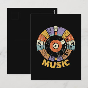 music classic retro postcard
