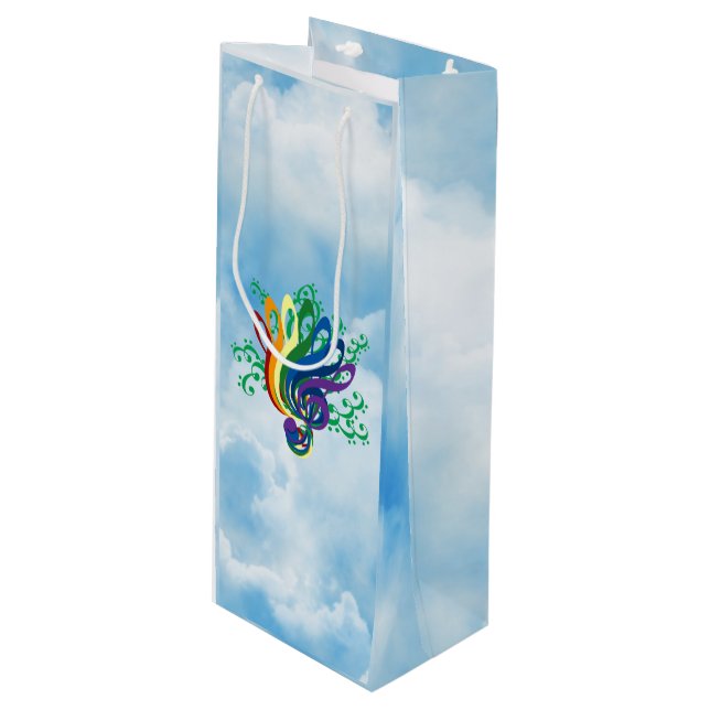 Music Clef Bouquet in Clouds Wine Gift Bag (Front Angled)