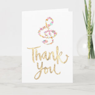 music clef faux gold foil thank you script